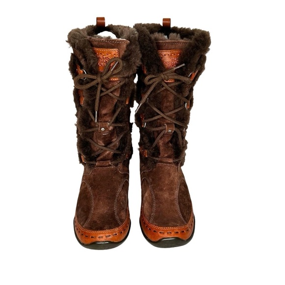 The North Face Abby II Brown Suede & Faux Fur Lace-Up Calf High Waterproof Boots